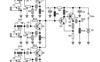 Rangkaian Mixer Audio 3 Channel Transistor